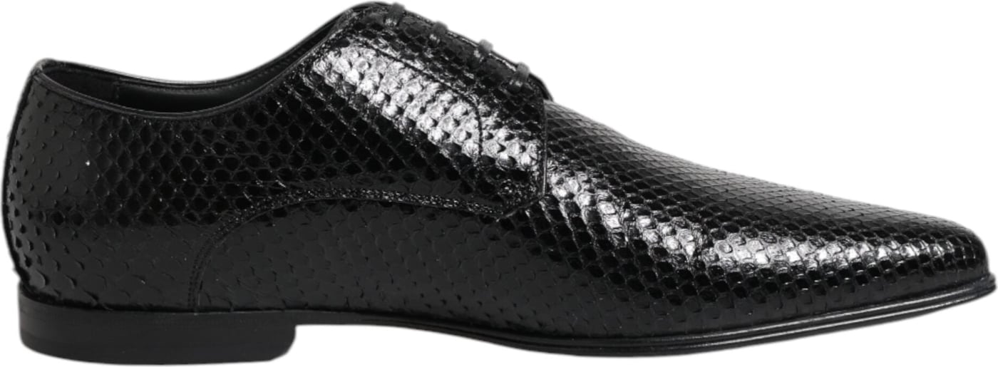 Dolce & Gabbana Black Exotic Leather Lace Up Derby Shoes