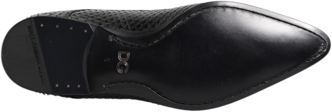 Dolce & Gabbana Black Exotic Leather Lace Up Derby Shoes