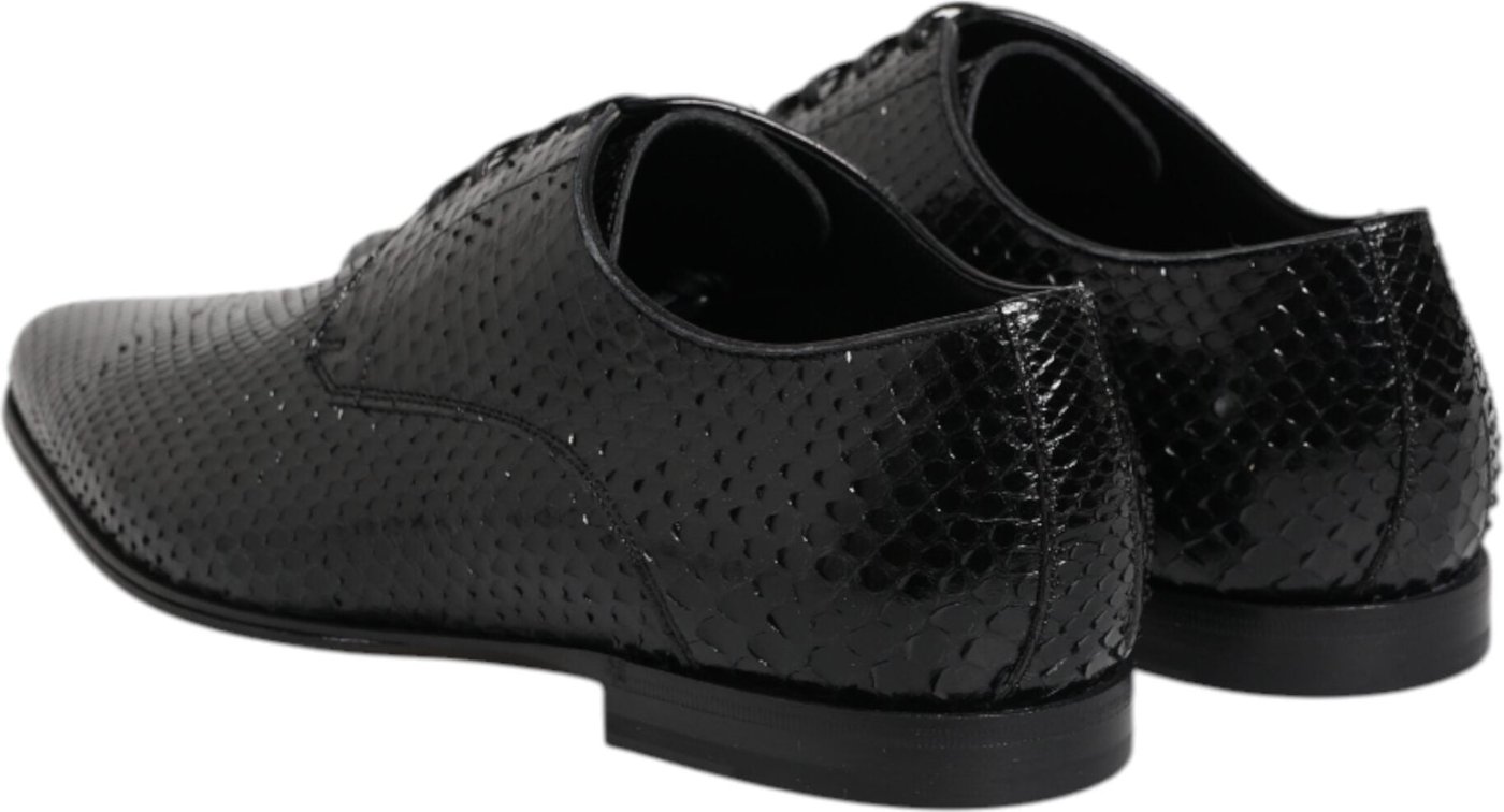 Dolce & Gabbana Black Exotic Leather Lace Up Derby Shoes