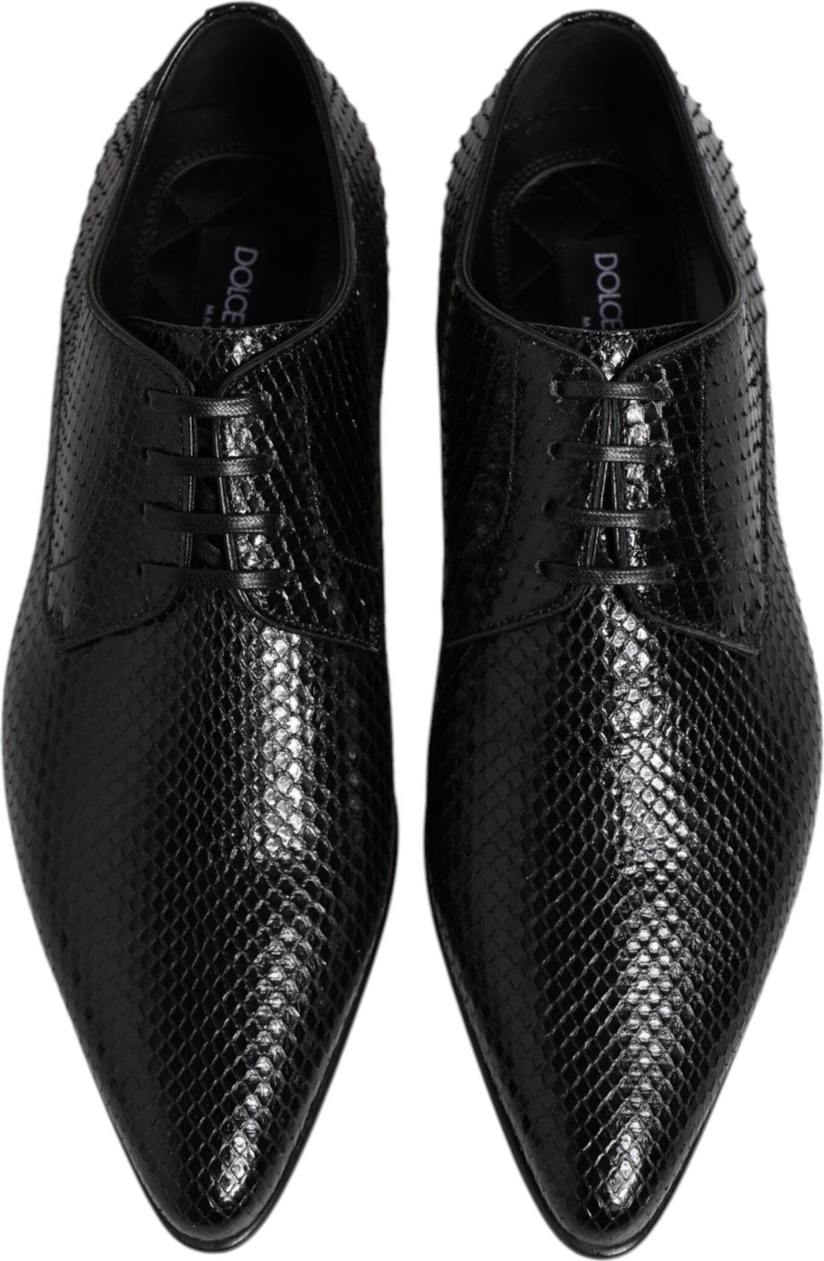 Dolce & Gabbana Black Exotic Leather Lace Up Derby Shoes