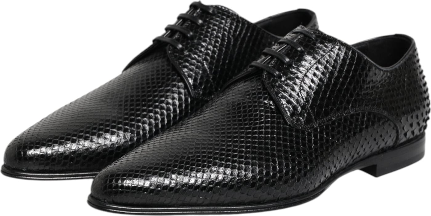 Dolce & Gabbana Black Exotic Leather Lace Up Derby Shoes