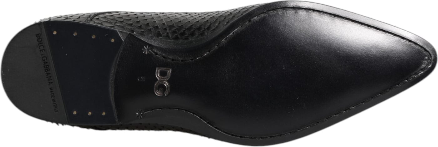 Dolce & Gabbana Black Exotic Leather Lace Up Derby Shoes