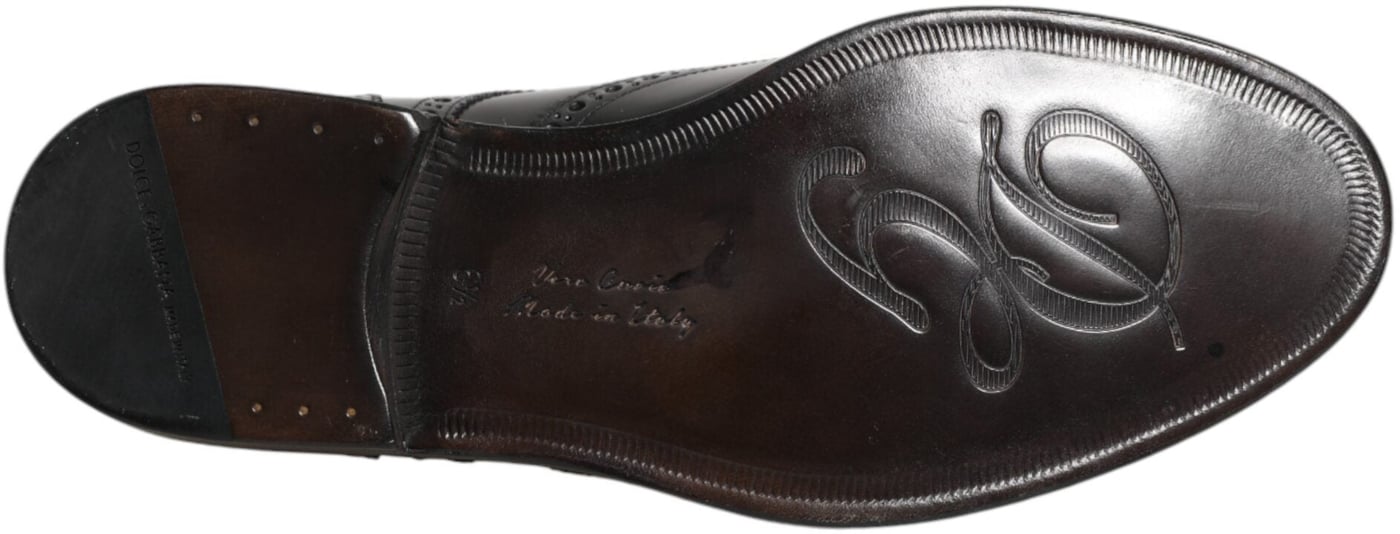 Dolce & Gabbana Black Leather Derby Wingtip Formal Shoes
