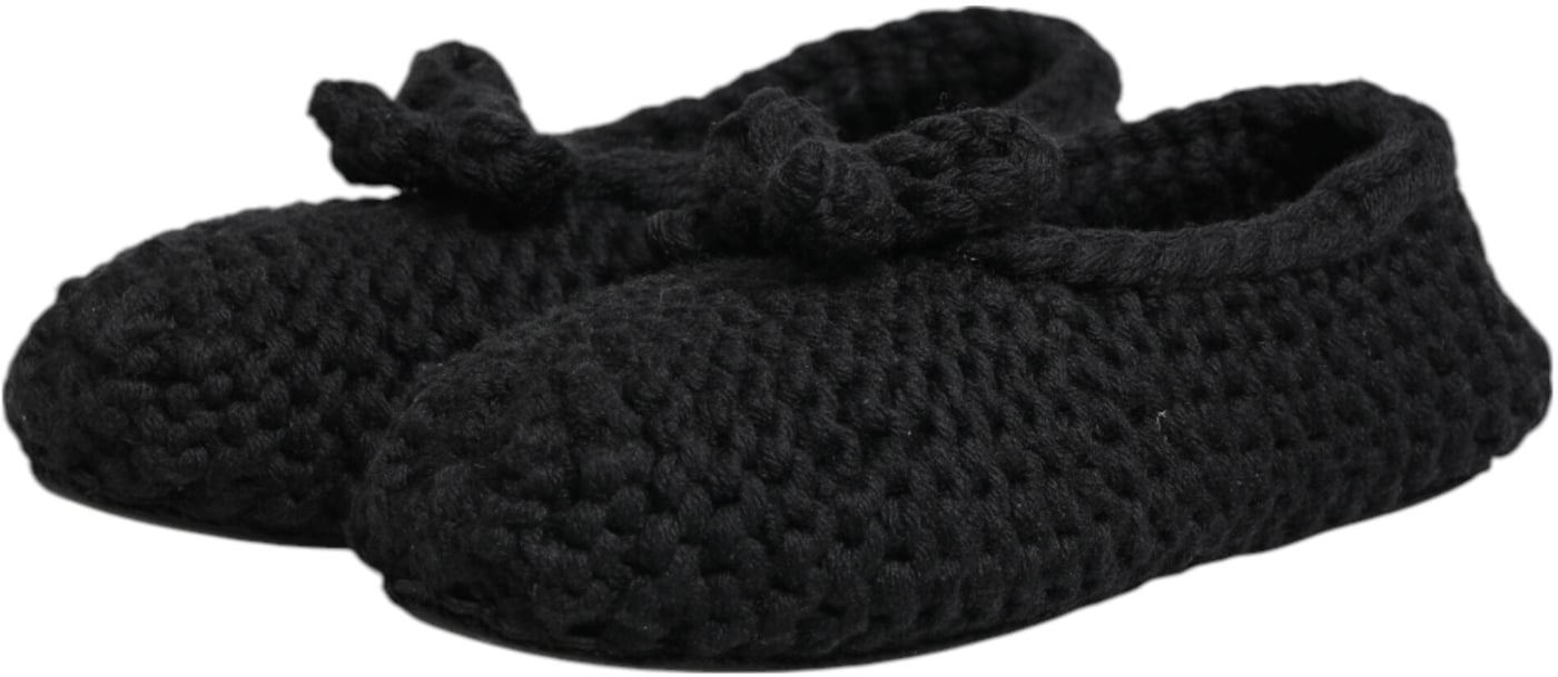 Dolce & Gabbana Black Wool Knit Slip On Ballerina Flats Shoes