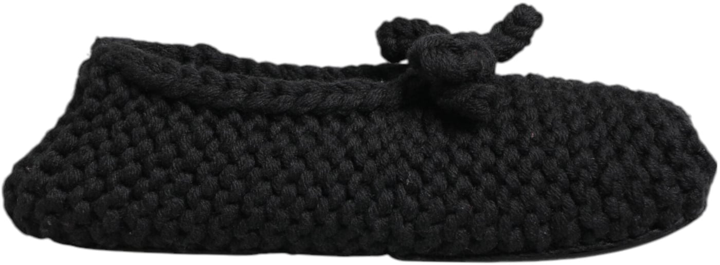 Dolce & Gabbana Black Wool Knit Slip On Ballerina Flats Shoes