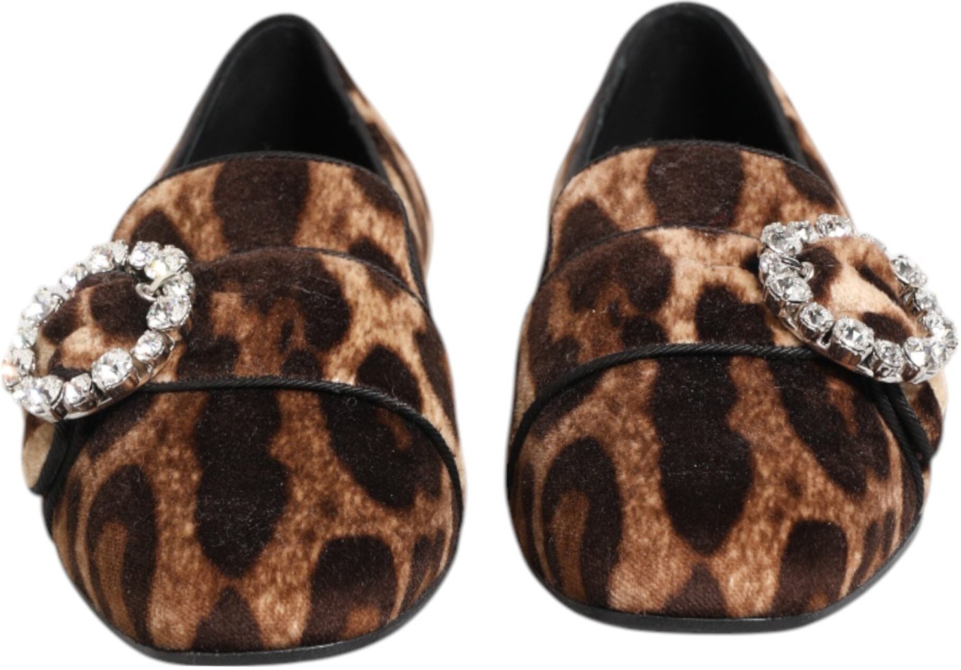 Dolce & Gabbana Brown Leopard Print Crystals Loafers Flats Shoes