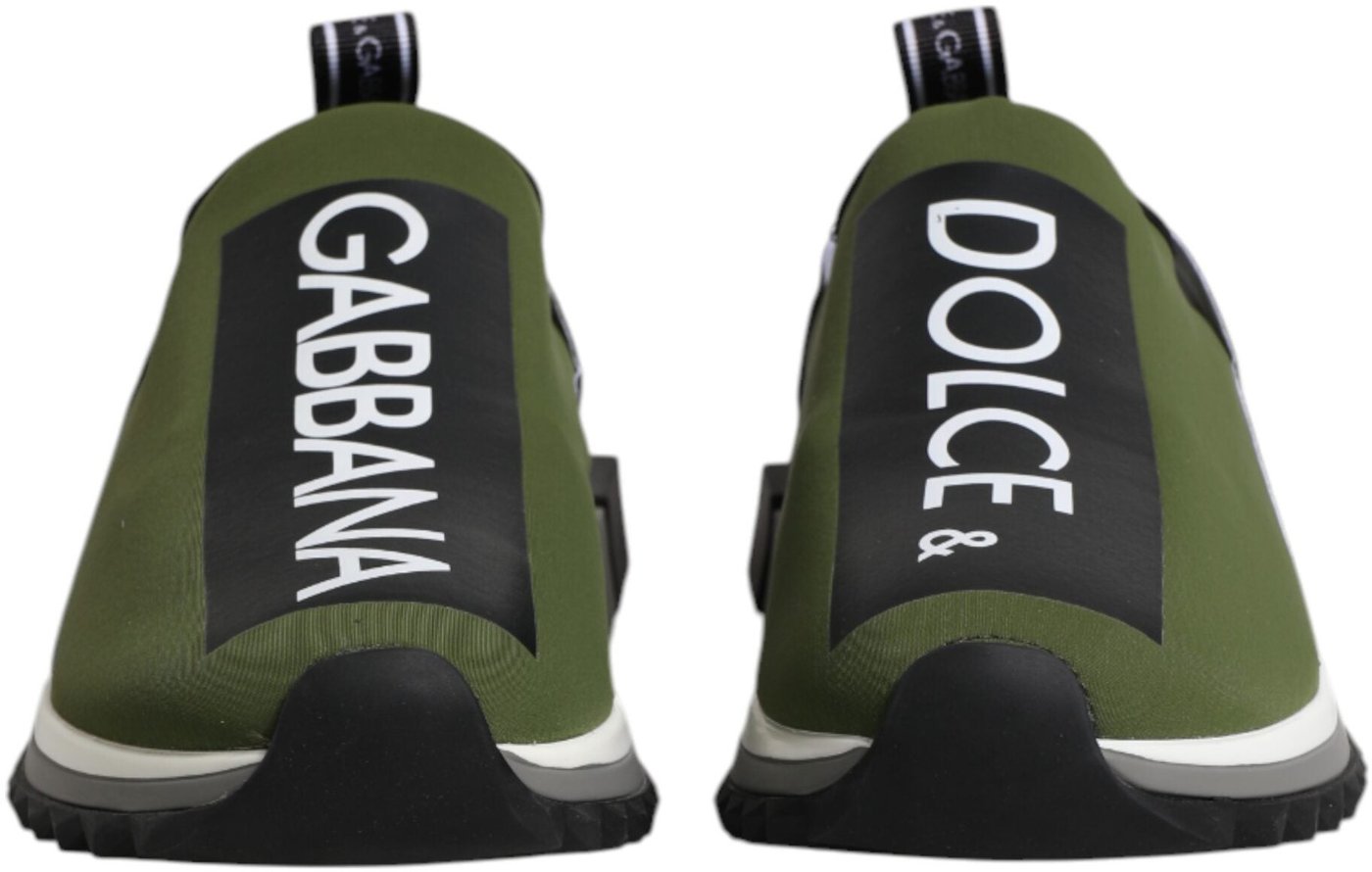 Dolce & Gabbana Green Black Slip On Sorrento Sneakers Shoes