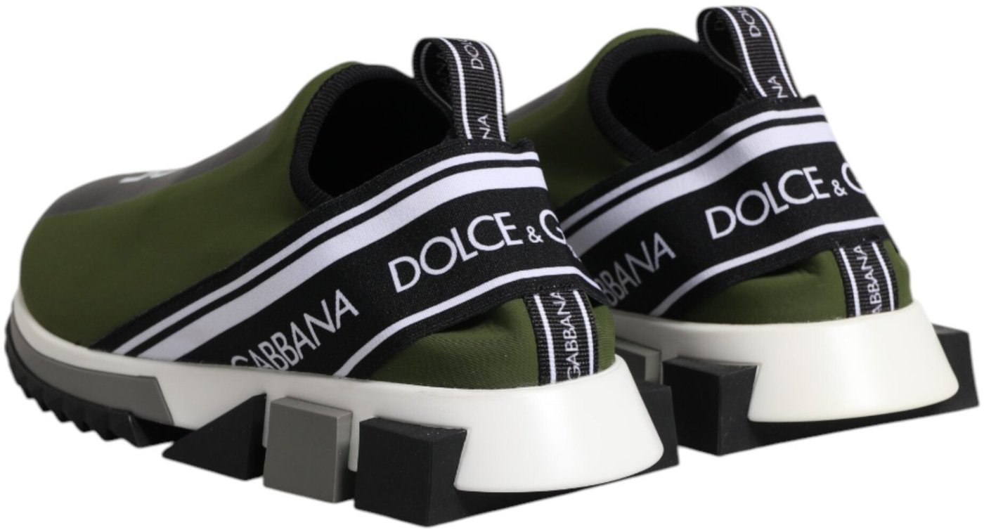 Dolce & Gabbana Green Black Slip On Sorrento Sneakers Shoes