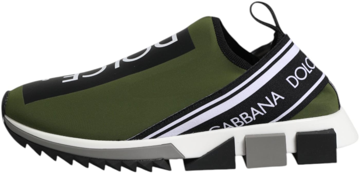 Dolce & Gabbana Green Black Slip On Sorrento Sneakers Shoes