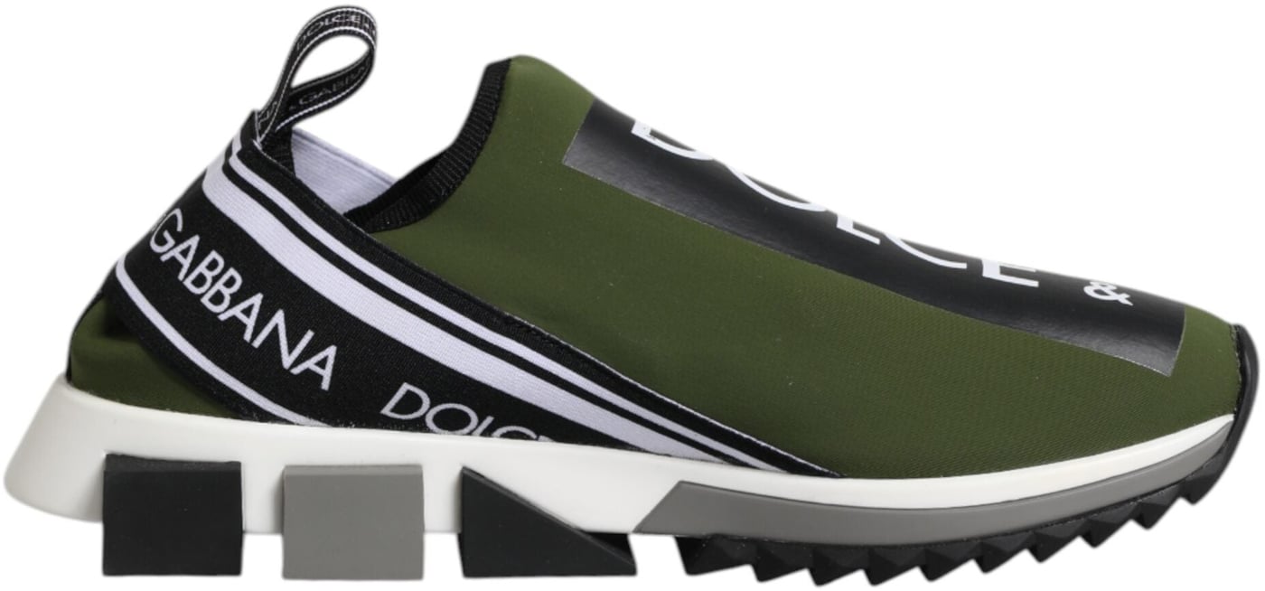 Dolce & Gabbana Green Black Slip On Sorrento Sneakers Shoes