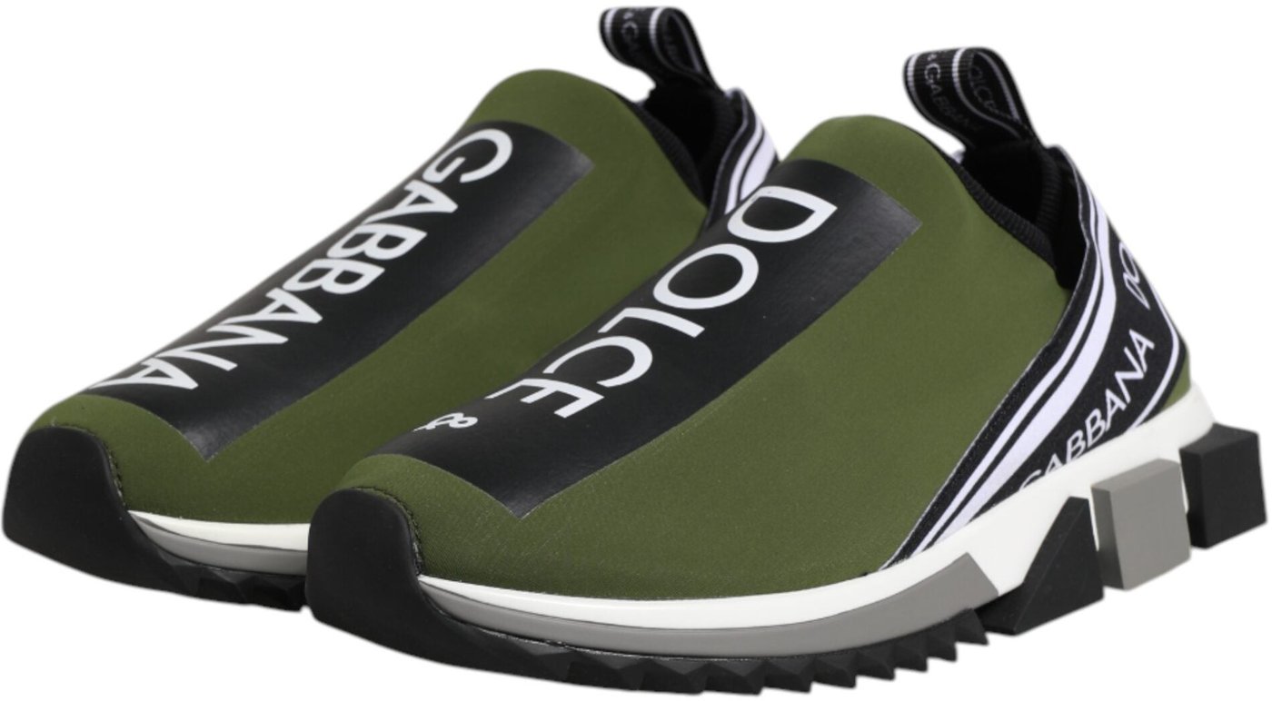 Dolce & Gabbana Green Black Slip On Sorrento Sneakers Shoes