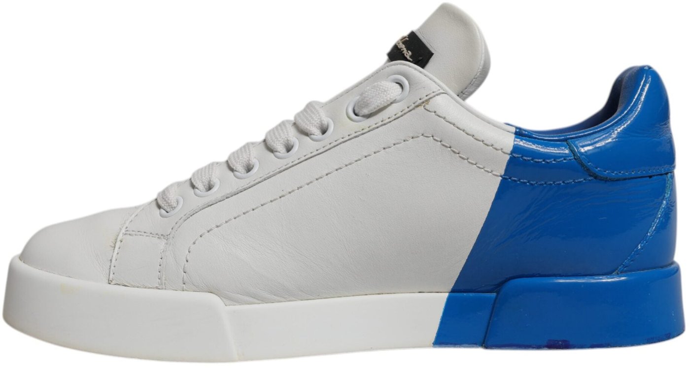 Dolce & Gabbana White Blue Logo Portofino Sneakers Shoes