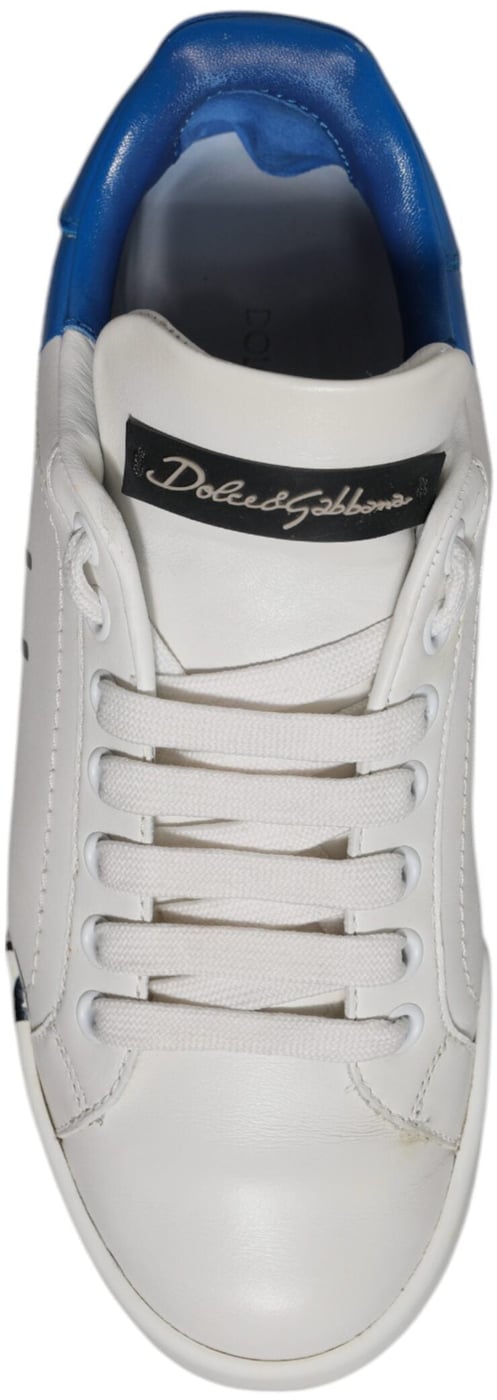 Dolce & Gabbana White Blue Logo Portofino Sneakers Shoes