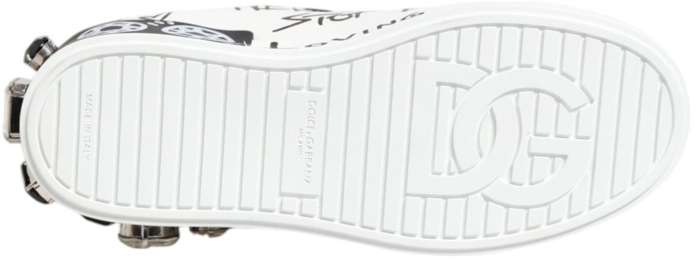 Dolce & Gabbana White Portofino Crystal Sneakers  Shoes