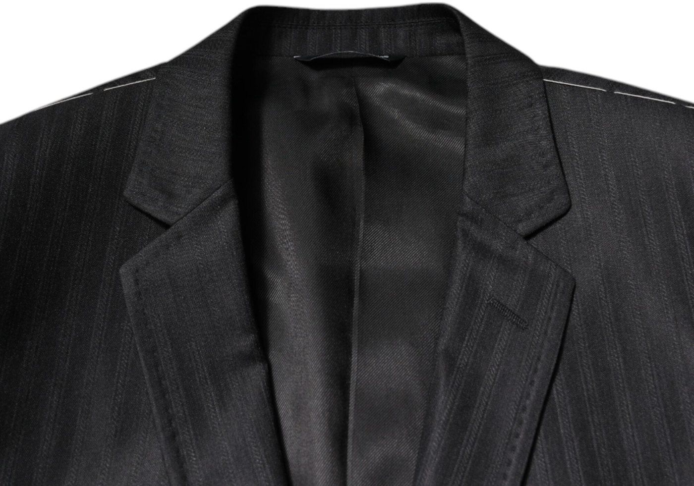 Dolce & Gabbana Dark Gray Stripe Wool Single Breasted Blazer