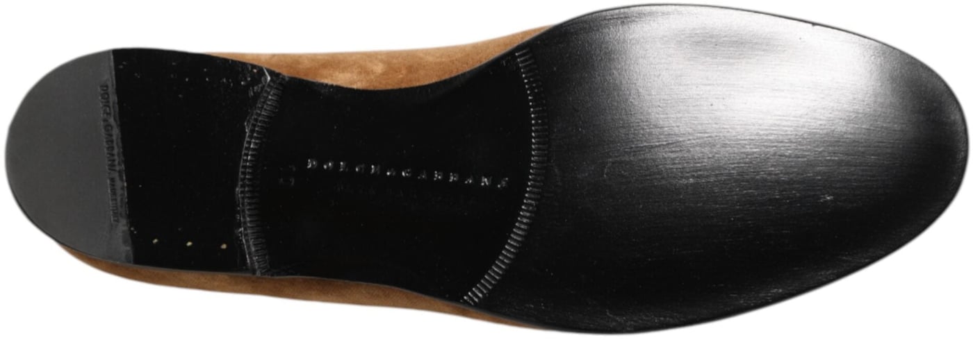 Dolce & Gabbana Brown Suede Slip On Men Loafers Formal Shoes