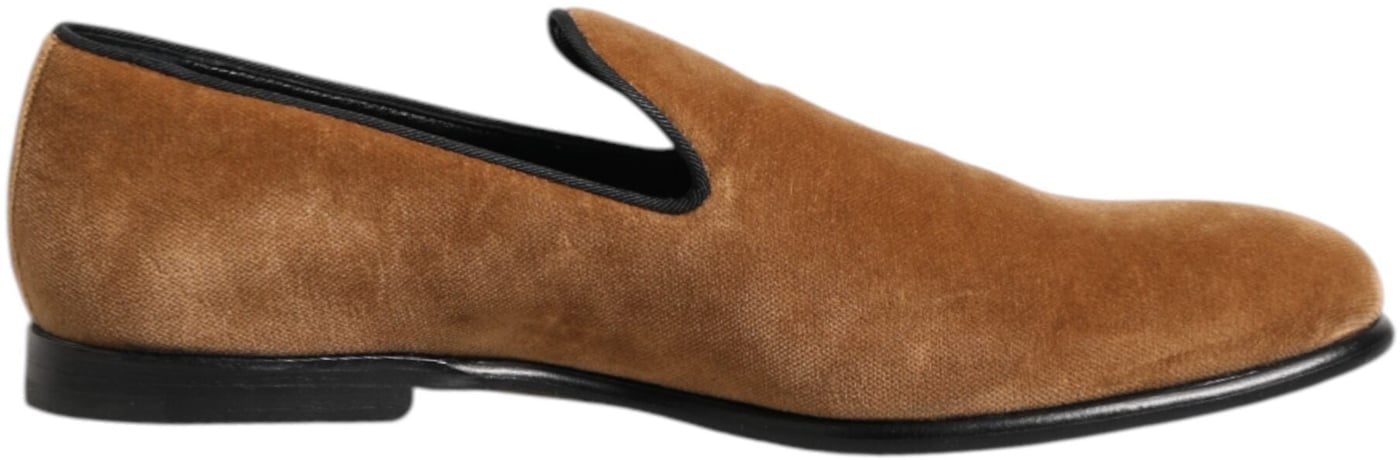 Dolce & Gabbana Brown Suede Slip On Men Loafers Formal Shoes