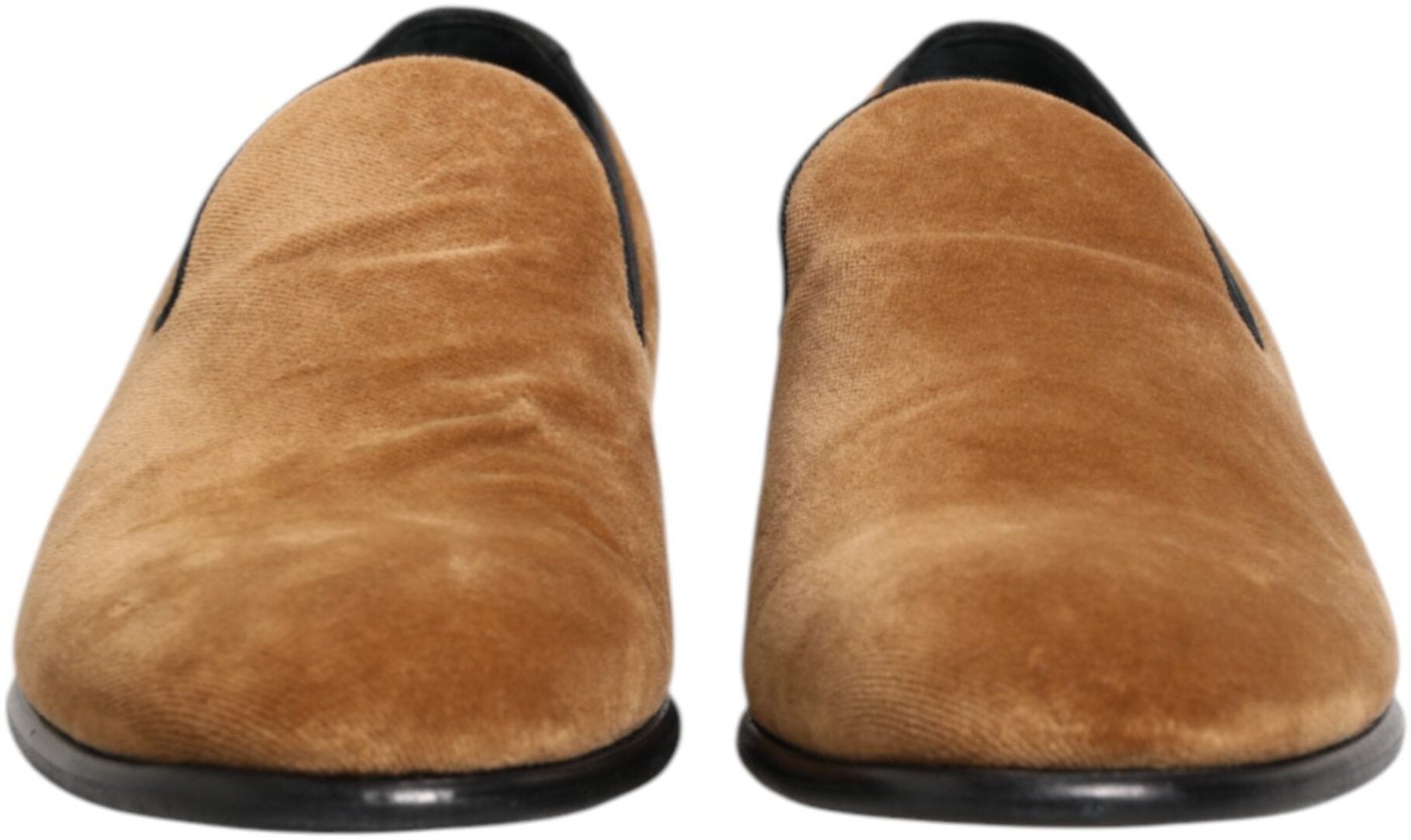 Dolce & Gabbana Brown Suede Slip On Men Loafers Formal Shoes