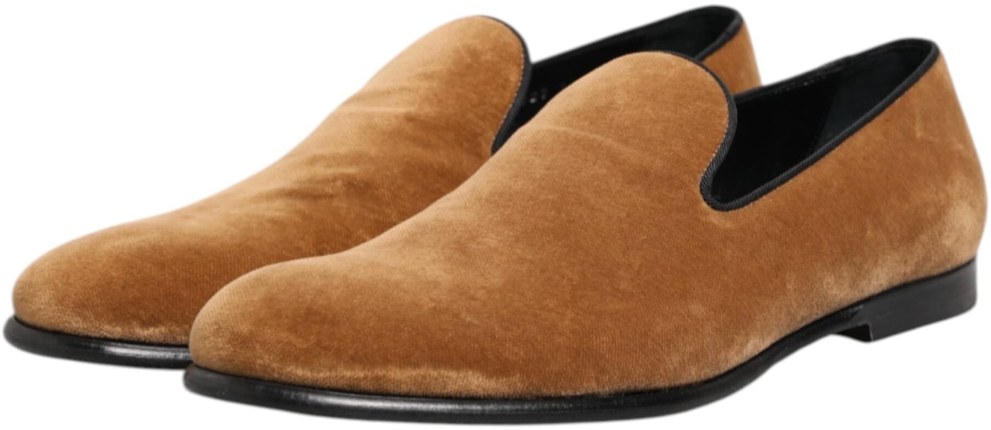 Dolce & Gabbana Brown Suede Slip On Men Loafers Formal Shoes