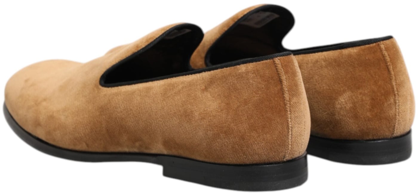 Dolce & Gabbana Brown Suede Slip On Men Loafers Formal Shoes
