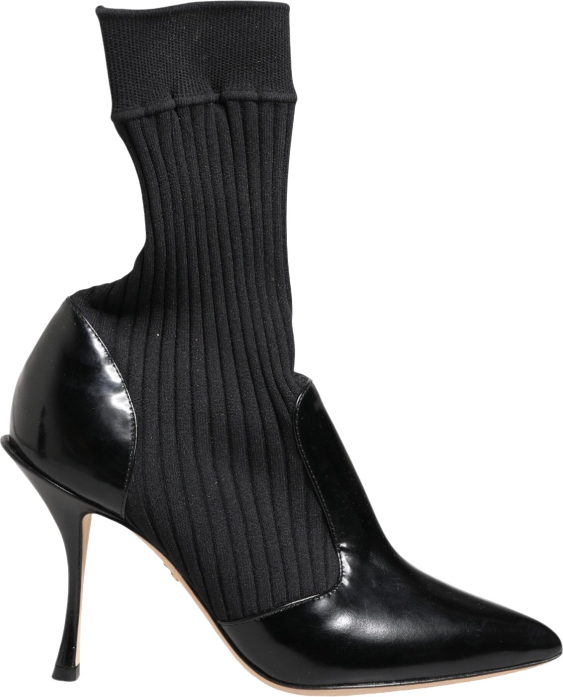 Dolce & Gabbana Black Stretch Stilettos Booties Socks Shoes