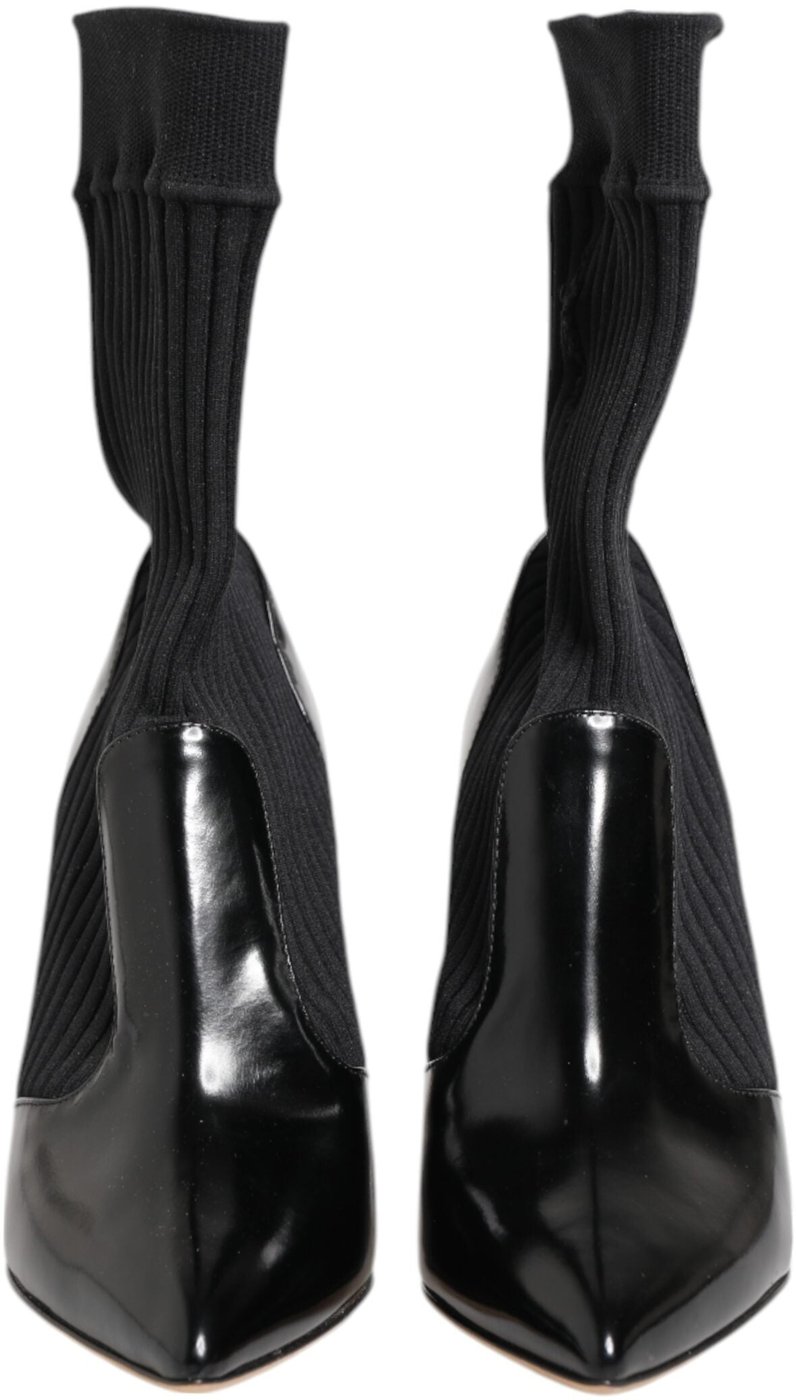 Dolce & Gabbana Black Stretch Stilettos Booties Socks Shoes