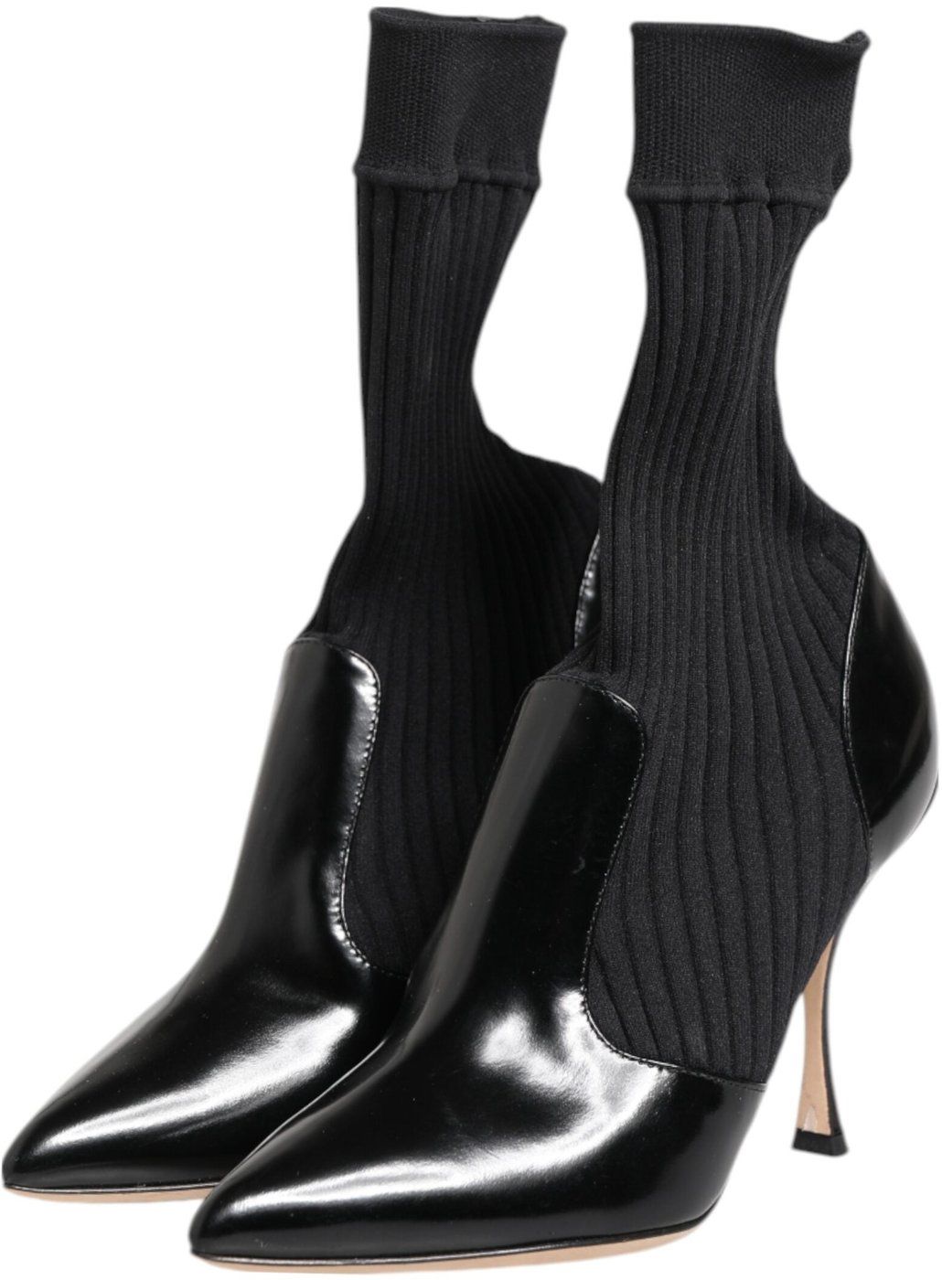 Dolce & Gabbana Black Stretch Stilettos Booties Socks Shoes