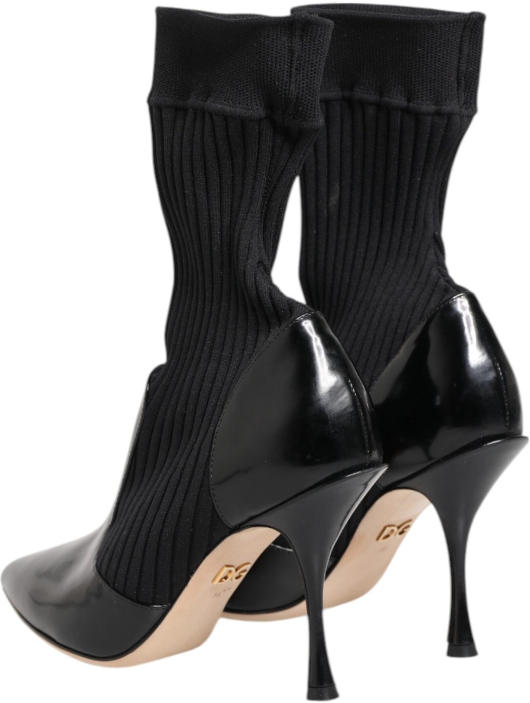 Dolce & Gabbana Black Stretch Stilettos Booties Socks Shoes