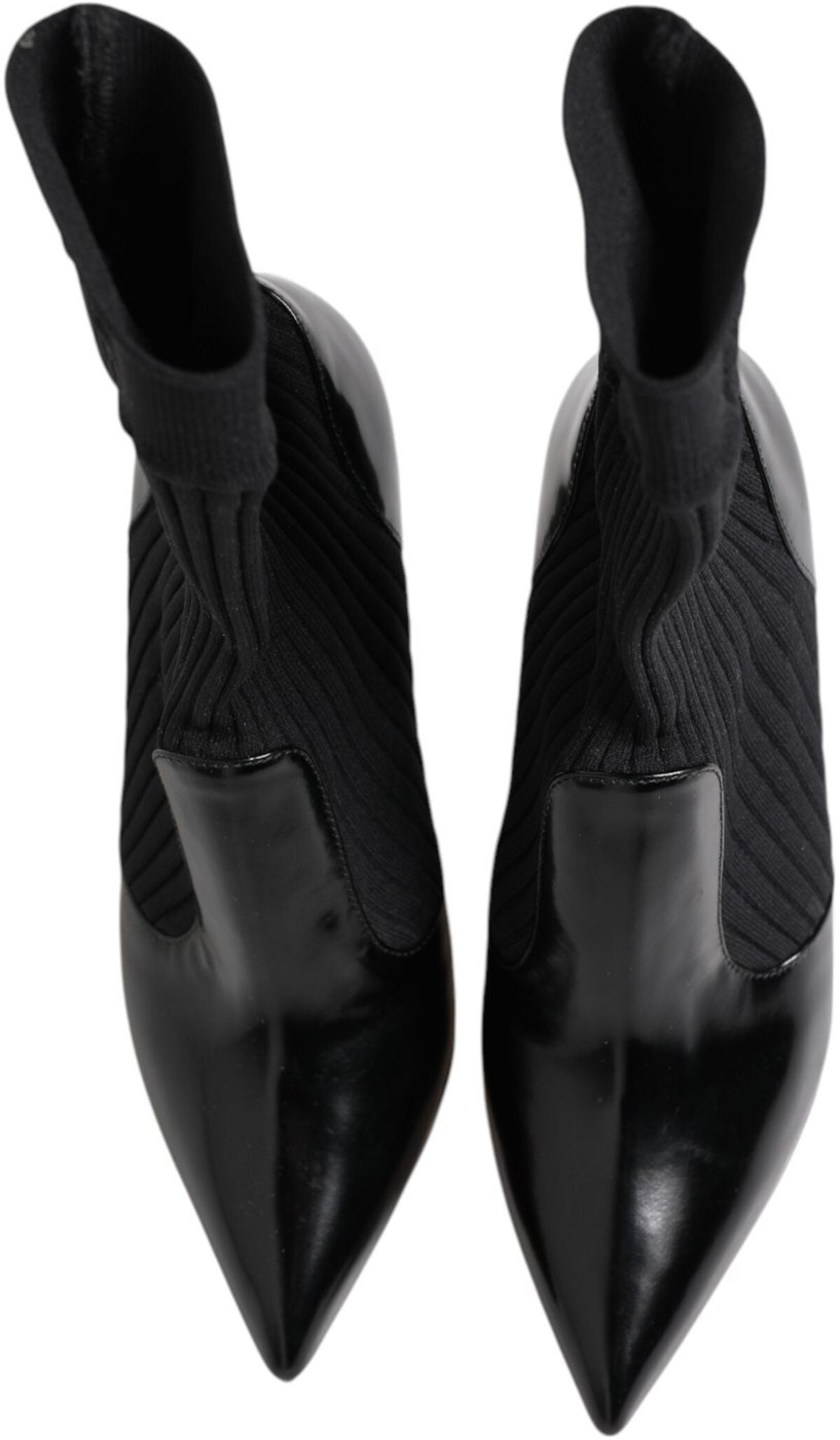 Dolce & Gabbana Black Stretch Stilettos Booties Socks Shoes