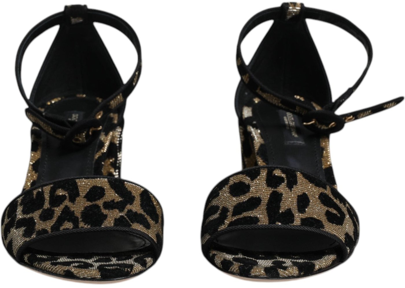 Dolce & Gabbana Gold Leopard Ankle Strap Heels Sandals Shoes