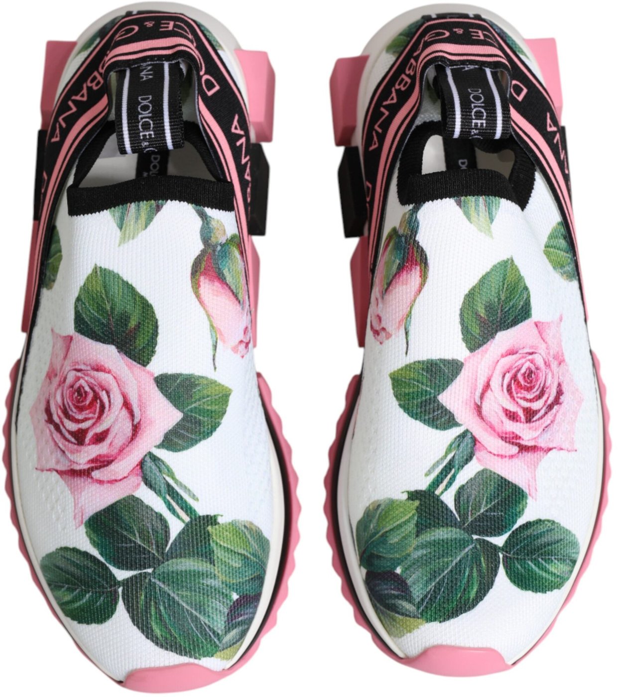 Dolce & Gabbana White Rose Print Sorrento Sneakers Shoes