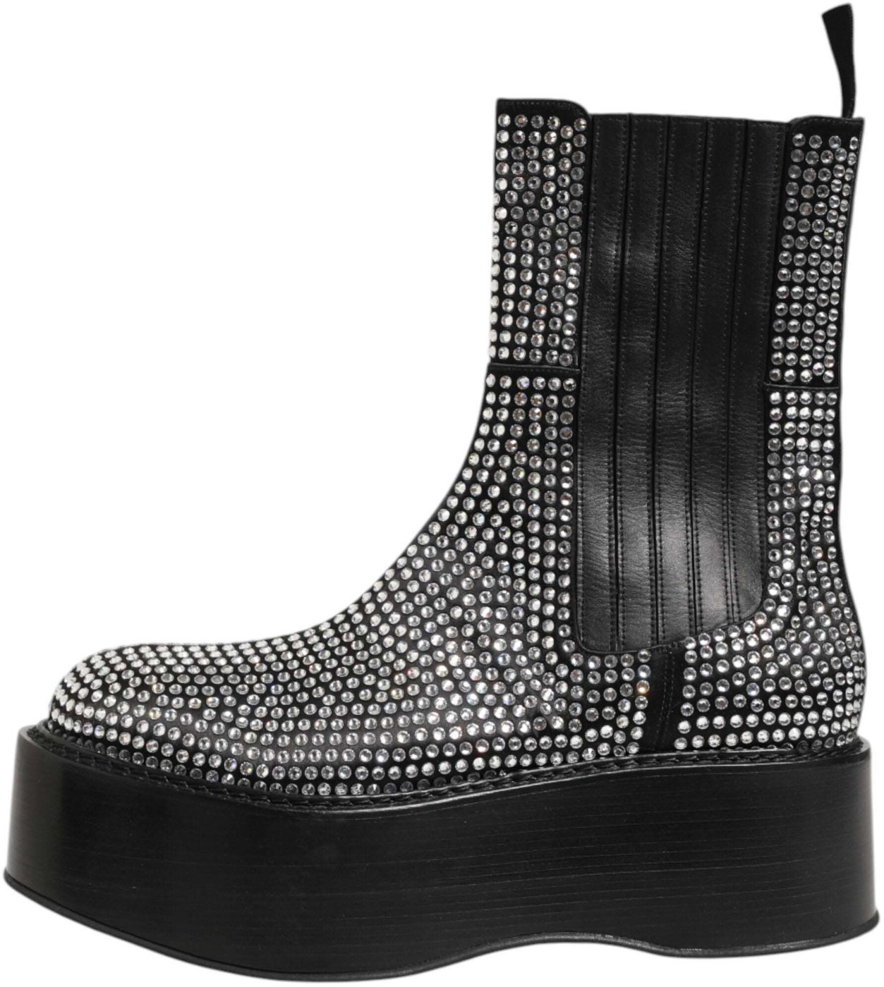 Dolce & Gabbana Black Crystal Strass Mid Calf Short Boots Shoes