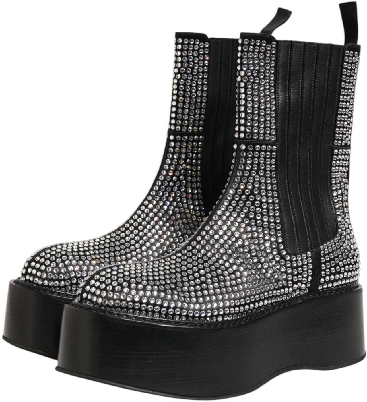 Dolce & Gabbana Black Crystal Strass Mid Calf Short Boots Shoes