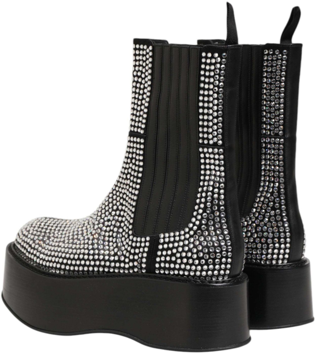 Dolce & Gabbana Black Crystal Strass Mid Calf Short Boots Shoes
