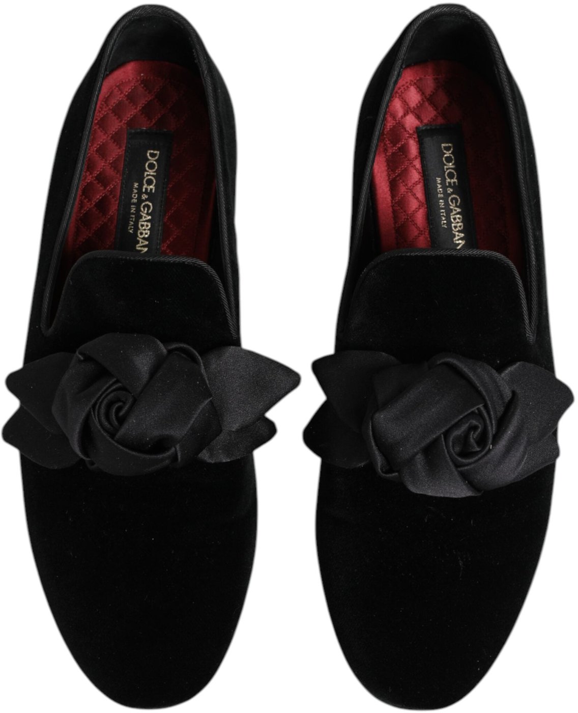 Dolce & Gabbana Black Suede Cotton Rose Slip On Loafers Shoes