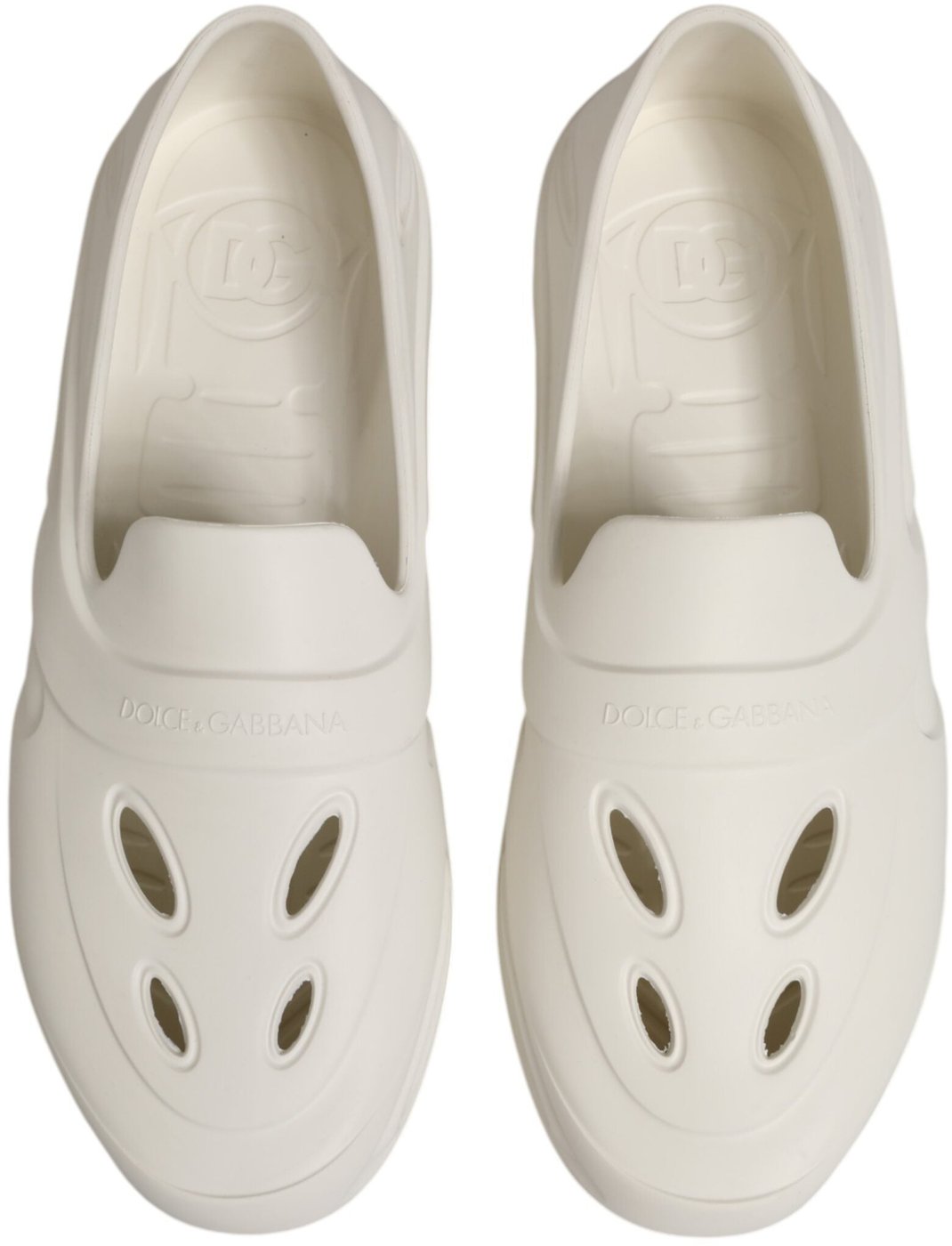Dolce & Gabbana White Rubber Slides Low Top Sneakers Shoes
