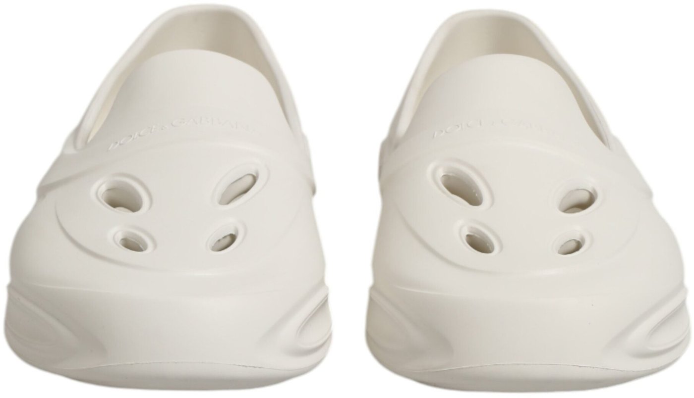 Dolce & Gabbana White Rubber Slides Low Top Sneakers Shoes