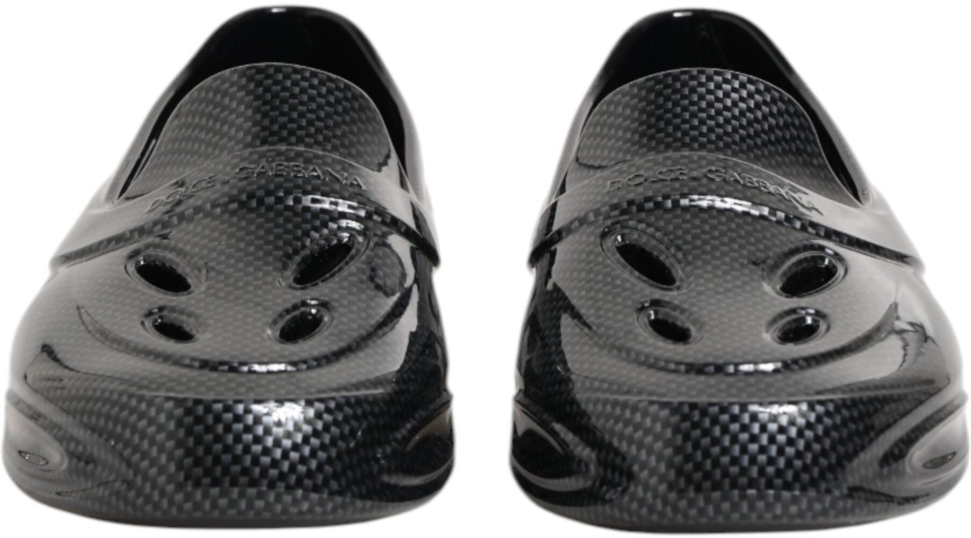Dolce & Gabbana Black Rubber Slides Low Top Sneakers Shoes