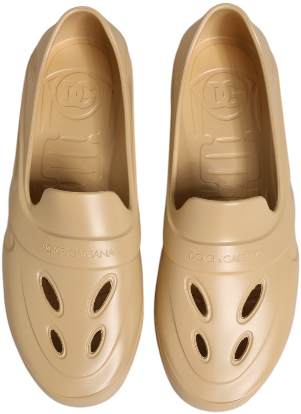 Dolce & Gabbana Beige Rubber Slides Low Top Sneakers Shoes