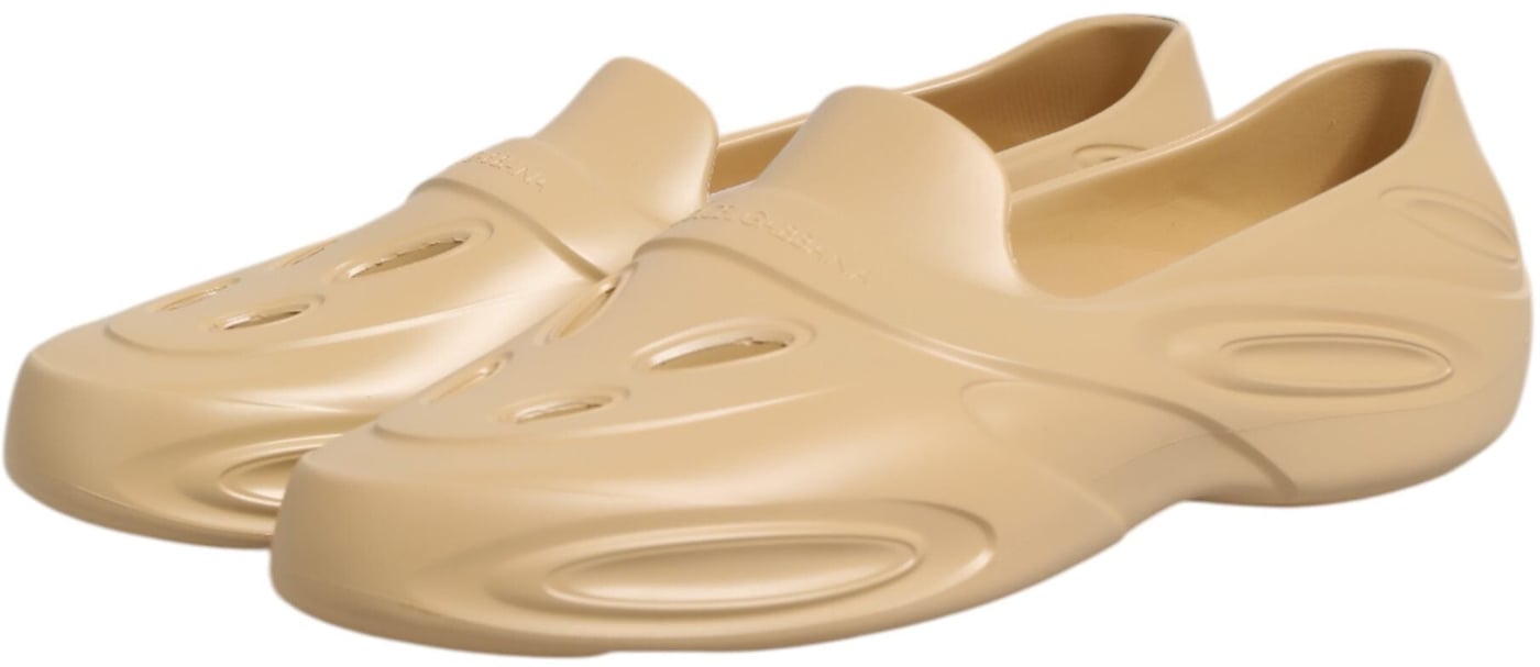 Dolce & Gabbana Beige Rubber Slides Low Top Sneakers Shoes