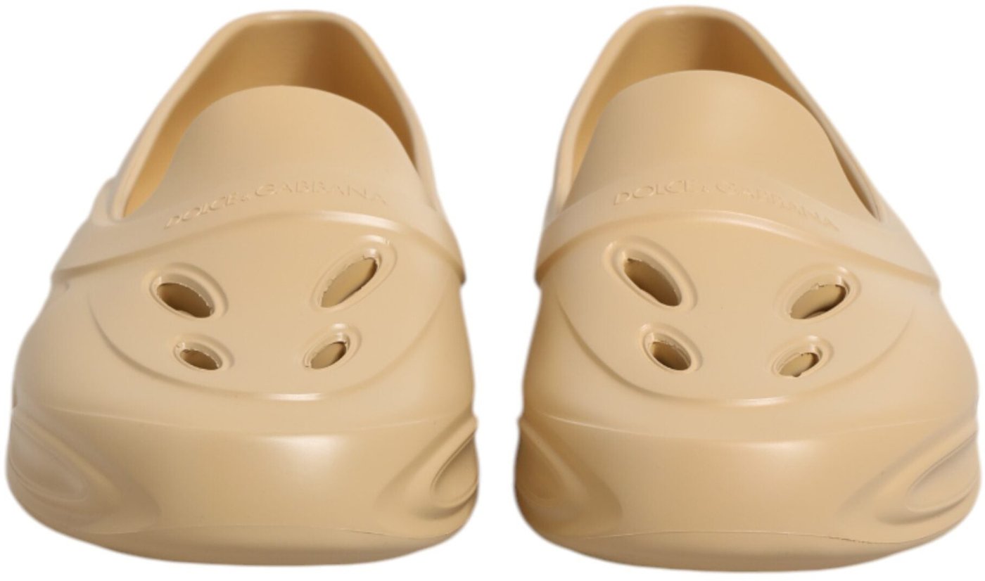 Dolce & Gabbana Beige Rubber Slides Low Top Sneakers Shoes