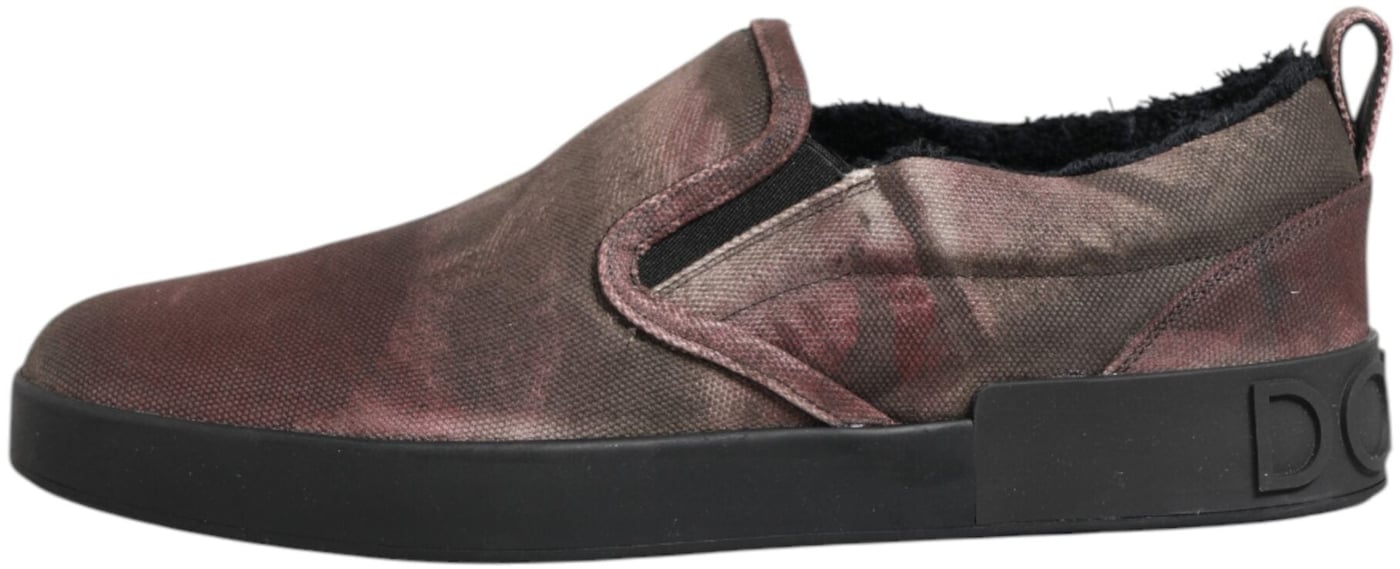Dolce & Gabbana Multicolor Cotton Low Top Slip On Men Sneakers Shoes