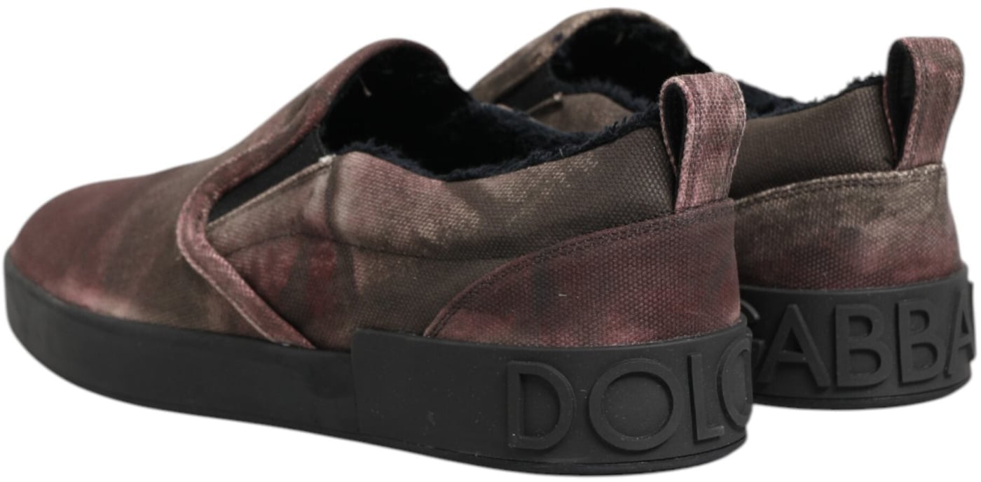 Dolce & Gabbana Multicolor Cotton Low Top Slip On Men Sneakers Shoes