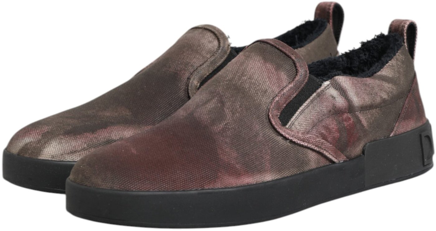 Dolce & Gabbana Multicolor Cotton Low Top Slip On Men Sneakers Shoes