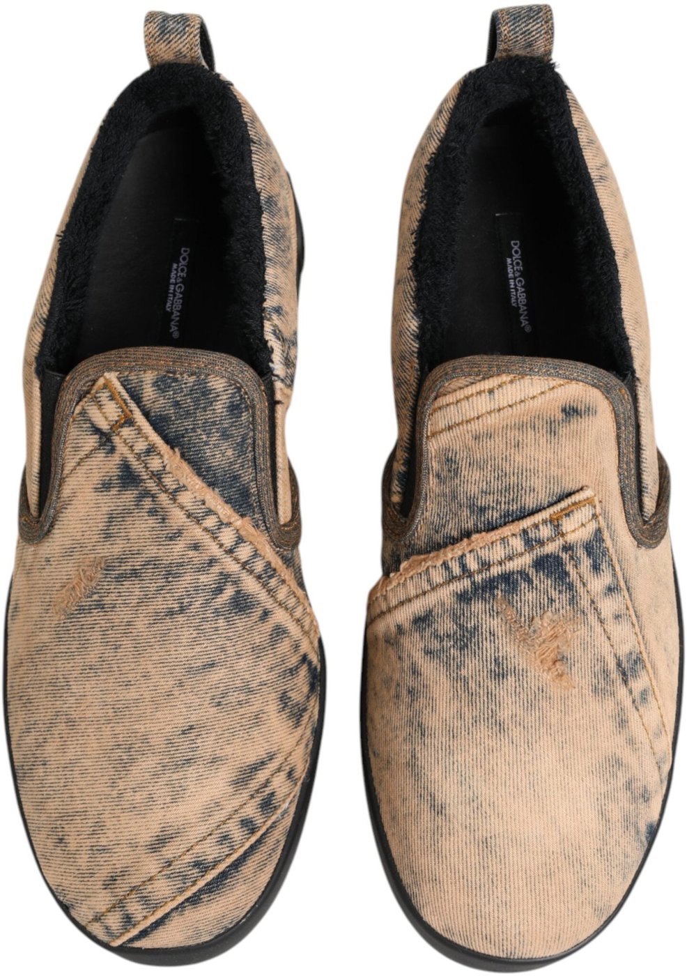 Dolce & Gabbana Beige Cotton Low Top Slip On Sneakers Shoes