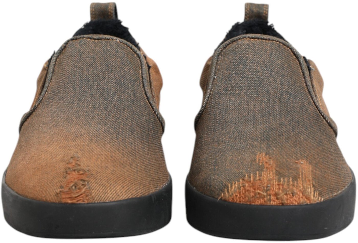 Dolce & Gabbana Brown Cotton Low Top Slip On Sneakers Shoes