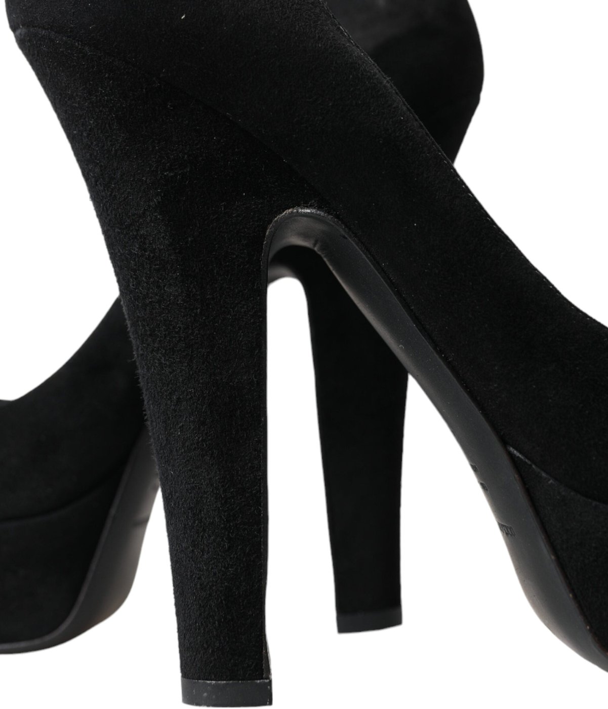 Dolce & Gabbana Black Suede Leather Platform Heel Pumps Shoes