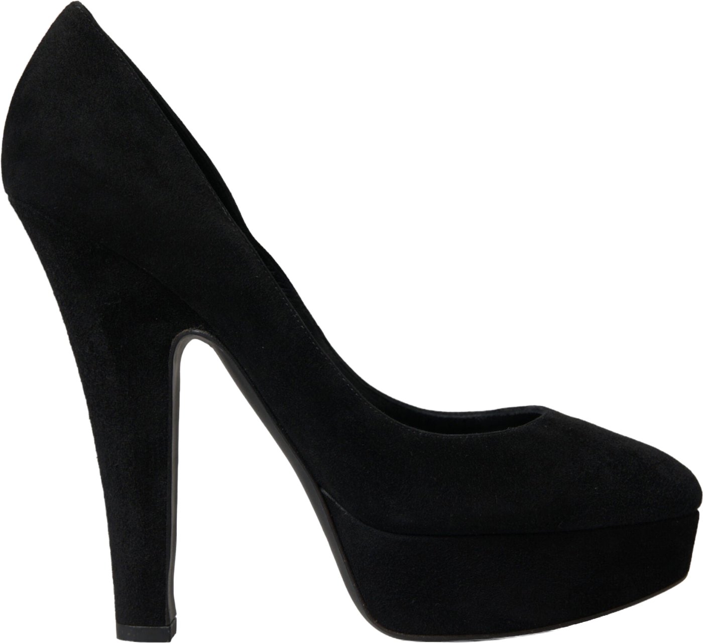 Dolce & Gabbana Black Suede Leather Platform Heel Pumps Shoes