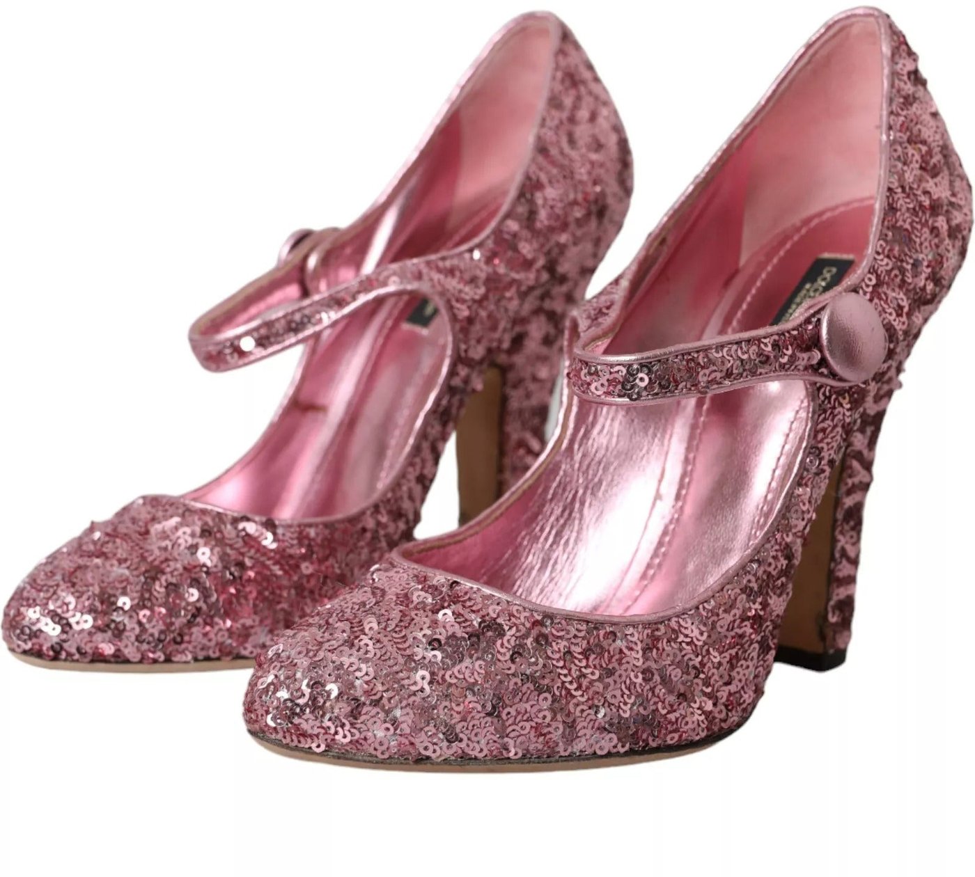 Dolce & Gabbana Pink Sequin Mary Jane Pumps High Heels Shoes