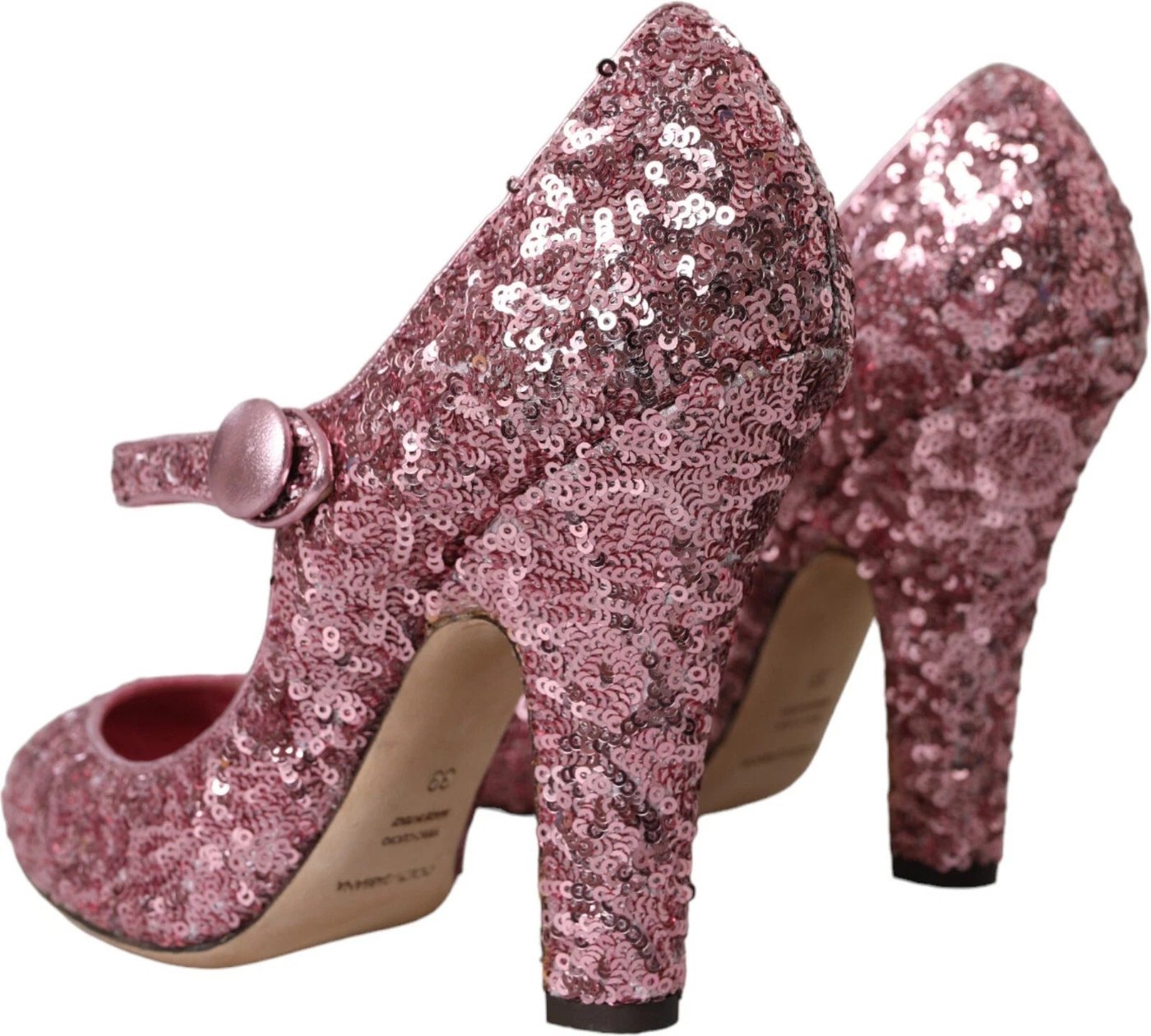 Dolce & Gabbana Pink Sequin Mary Jane Pumps High Heels Shoes